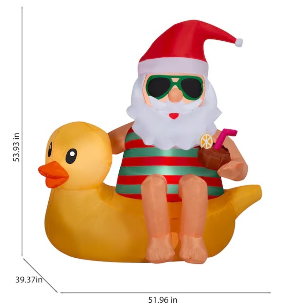 Christmas Inflatable Seaside Santa on Vacation Duck‎ Sunglasses Coconut Cocktail - Picture 2 of 6